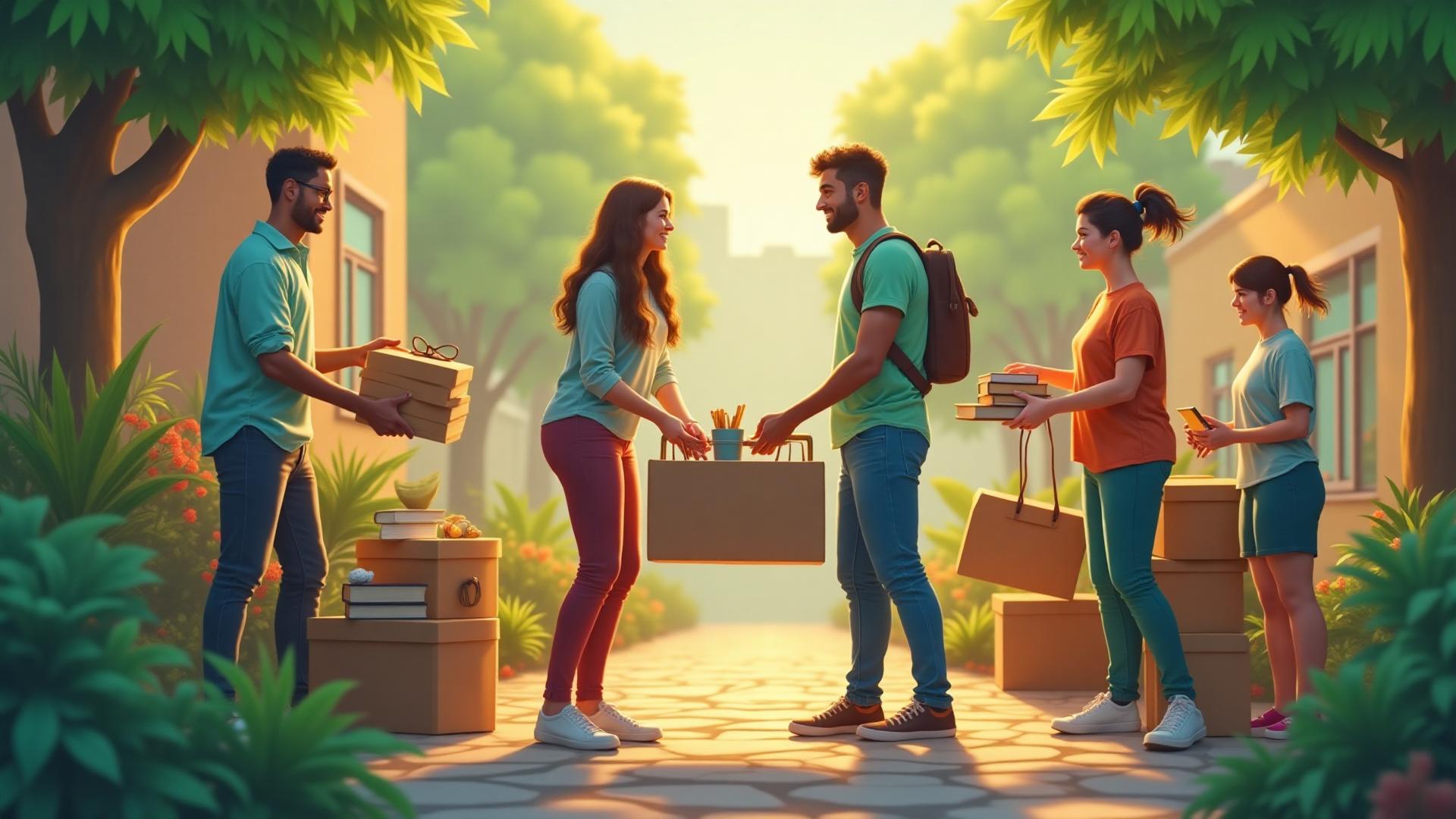 Green marketplace background